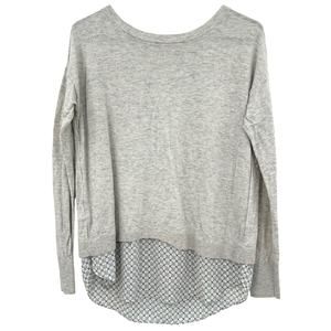 Ann Taylor Loft Size Small Long Sleeve Sweater Mixed Media Lightweight Gray‎